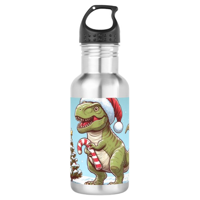 Bouteille D'eau Dinosaure sucre de canne de Noël mignon (Devant)