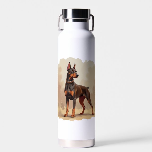 Bouteille D'eau Dobermann Pinscher Chien Brun Rouille Rouge (Avant)