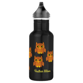 Bouteille d'eau d'oiseau de chouette avec nom