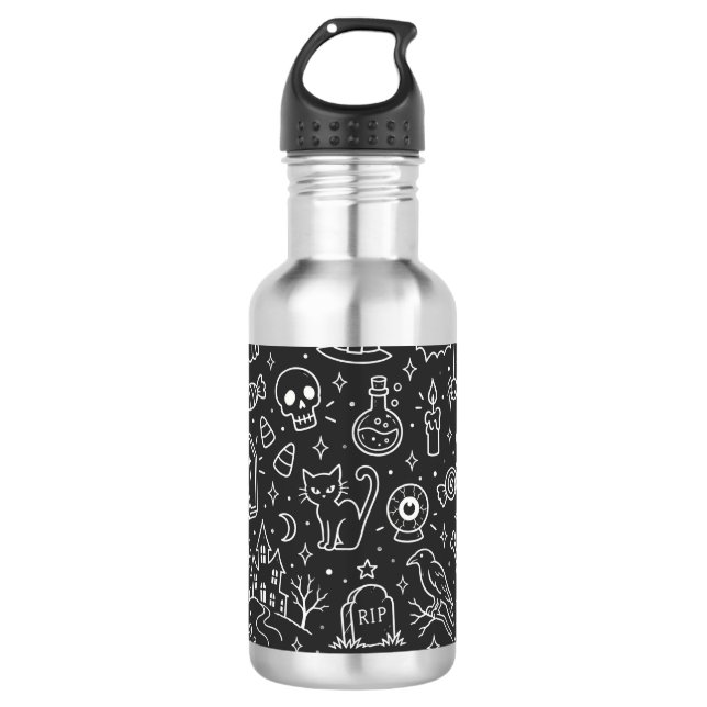 Bouteille D'eau Doodle Halloween en retour (Devant)