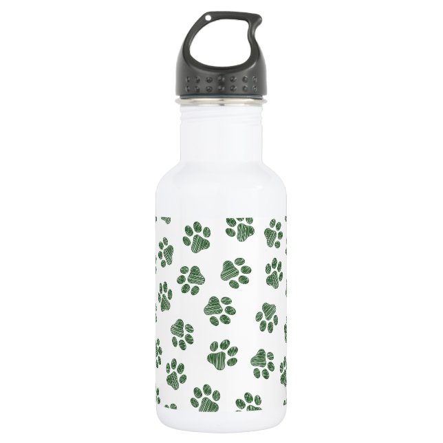 Bouteille D'eau Doodle Paws, empreintes de chien, pattes vertes (Devant)
