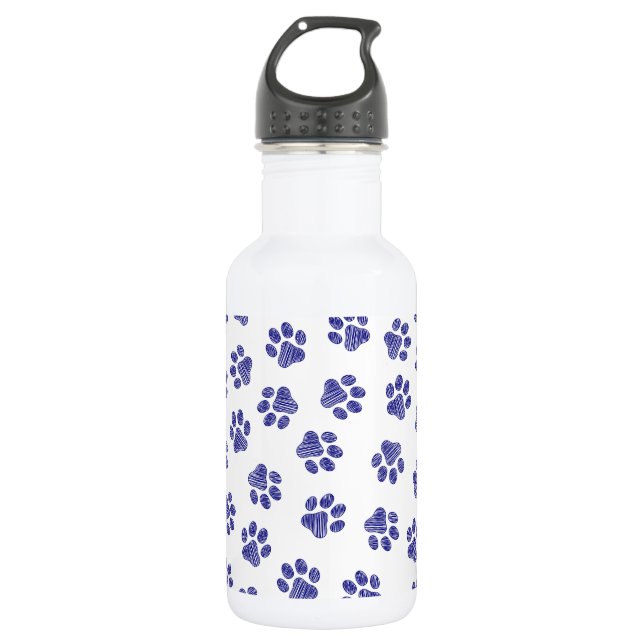 Bouteille D'eau Doodle Paws, pattes de chien, Paws bleu marine (Devant)