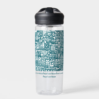 Bouteille D'eau Doodles turquoises foncés et blancs 1 sur 4