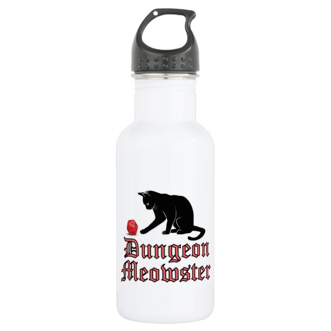 Bouteille D'eau Doungeon Meowster Drôle RPG Chat avec dés (Devant)