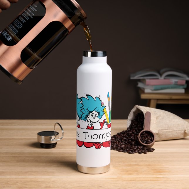 Bouteille D'eau Dr. Seuss | Chose Une Chose Deux Nom d'enseignant (Gym)