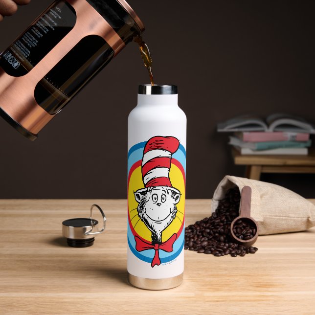 Bouteille D'eau Dr. Seuss | Graphisme de tête de Chat dans le Chap (Gym)