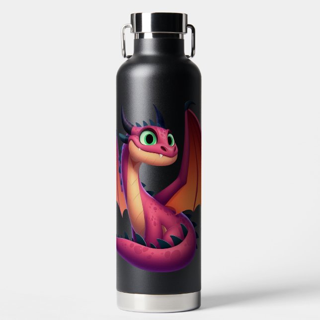 Bouteille D'eau Dragon de dessin animé mignon violet/rouge (Avant)