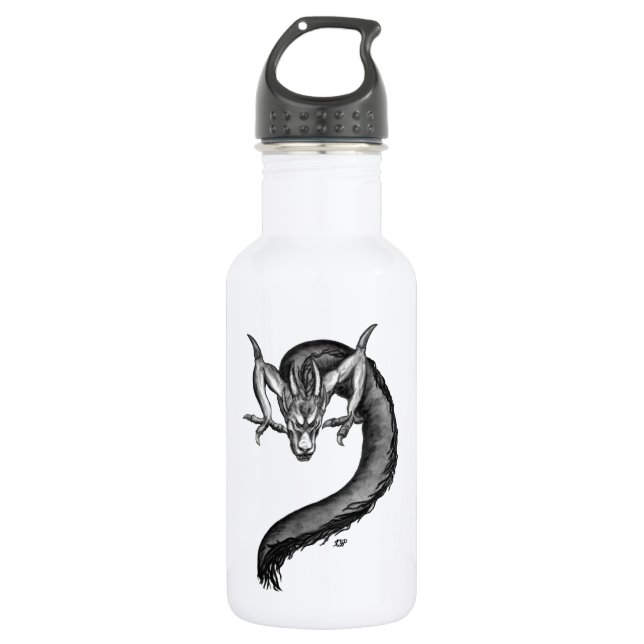 Bouteille D'eau Dragon noir et blanc (Devant)
