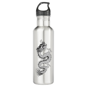 Bouteille D'eau Dragon noir et blanc
