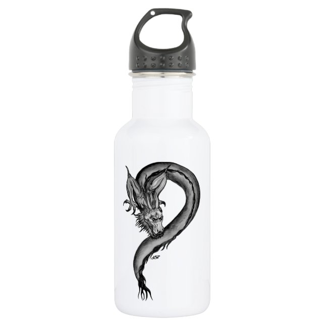 Bouteille D'eau Dragon noir et blanc (Devant)