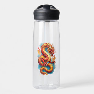 Bouteille D'eau Dragon Rouge Chinois Illustration Fougueuse-67561