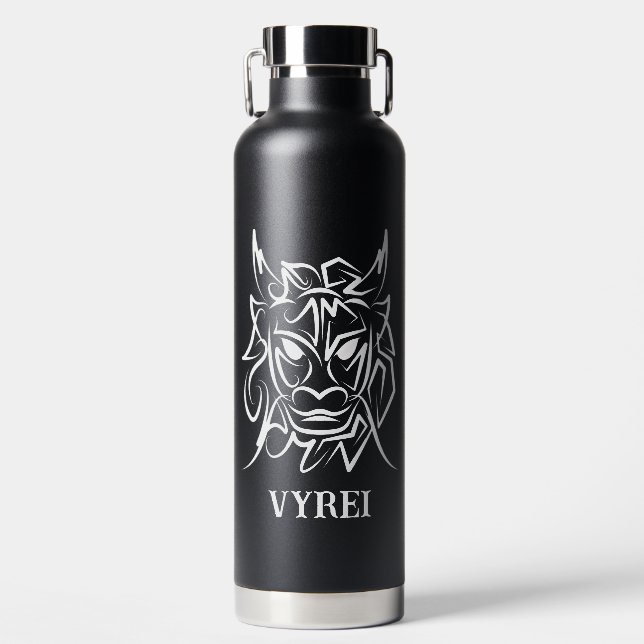 Bouteille D'eau Dragon tribal noir et blanc (Avant)
