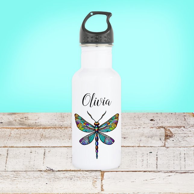 Bouteille D'eau Dragonfly en verre coloré ailes (Créateur téléchargé)