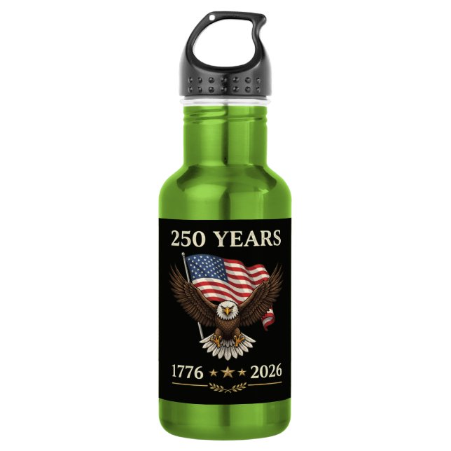 Bouteille D'eau Drapeau américain aigle 250 ans 1776 2026 (Devant)