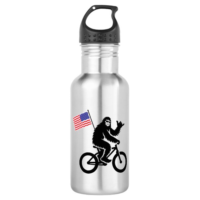 Bouteille D'eau Drapeau américain Bigfoot Cycling (Devant)