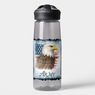 Bouteille D'eau Drapeau américain et aigle de l'armée