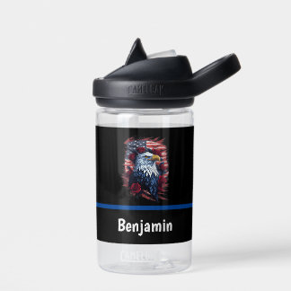 Bouteille D'eau Drapeau américain USA Aigle Roses Rouge Blanc Bleu