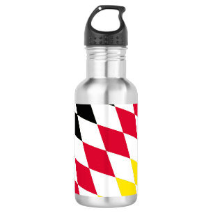 Bouteille D'eau Drapeau bavarois diamant noir rouge jaune bleu mot