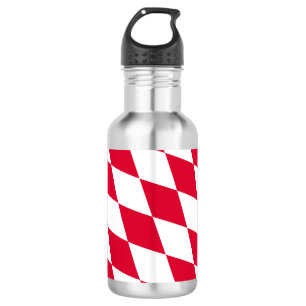 Bouteille D'eau Drapeau bavarois diamant rouge et blanc
