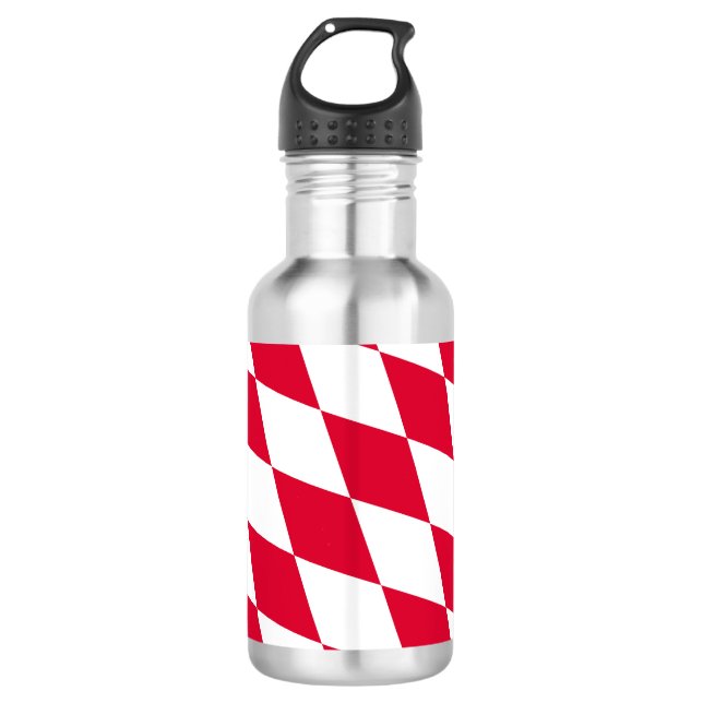Bouteille D'eau Drapeau bavarois diamant rouge et blanc (Devant)