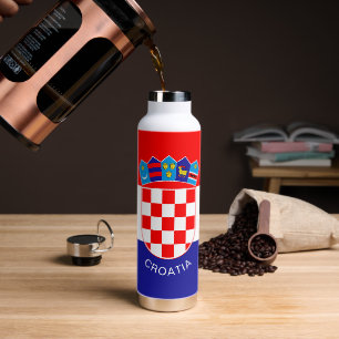 Bouteille D'eau Drapeau de Croatie avec texte personnalisé