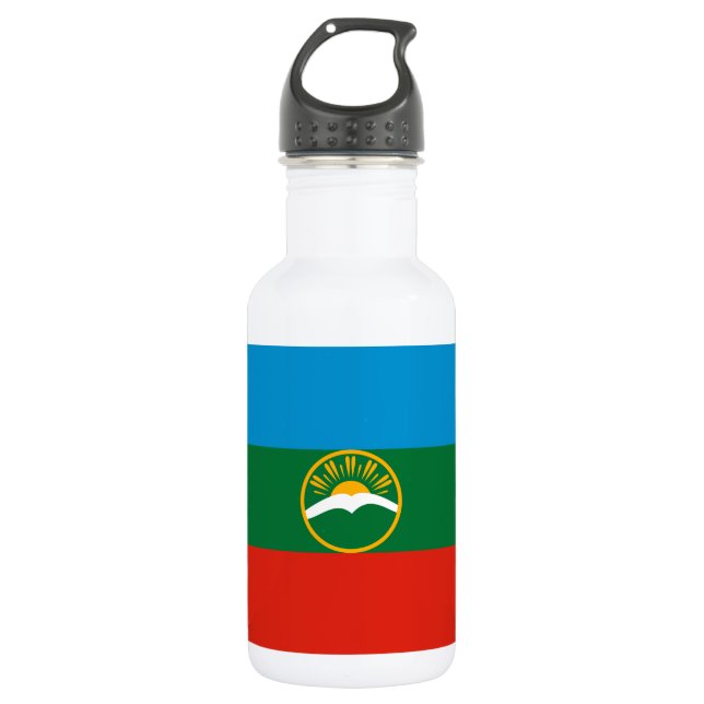 Bouteille D'eau Drapeau de Karatchaïevo-Tcherkessie (Devant)