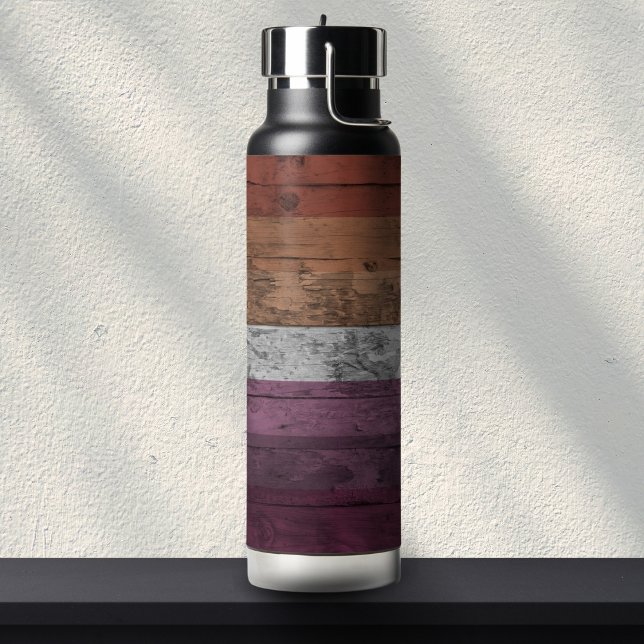 Bouteille D'eau Drapeau de la fierté lesbienne subtile du grain de (Créateur téléchargé)