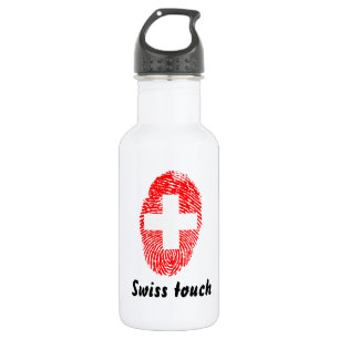 Bouteille D'eau Drapeau d'empreinte digitale de contact de Suisse