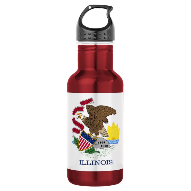 Bouteille D'eau Drapeau et sceau de l'Illinois (Devant)
