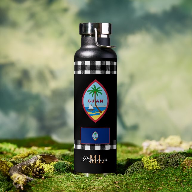 Bouteille D'eau Drapeau Guam Patriotique Isolé (Extérieur)