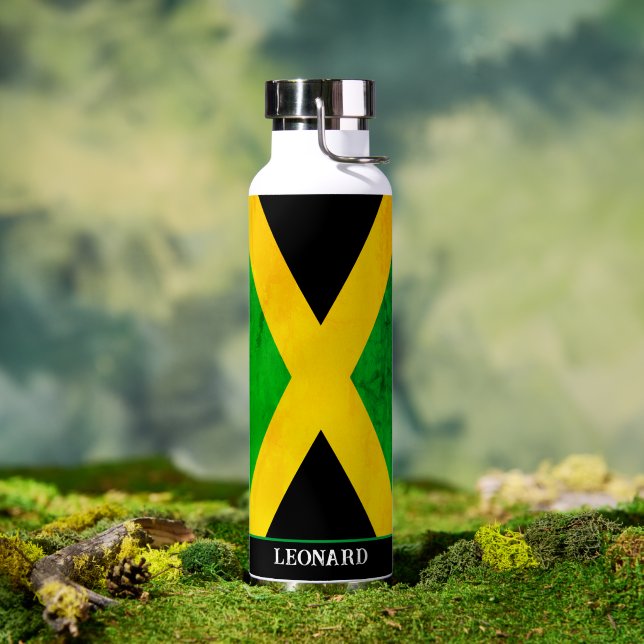 Bouteille D'eau Drapeau jamaïcain personnalisé (Extérieur (pivotée))