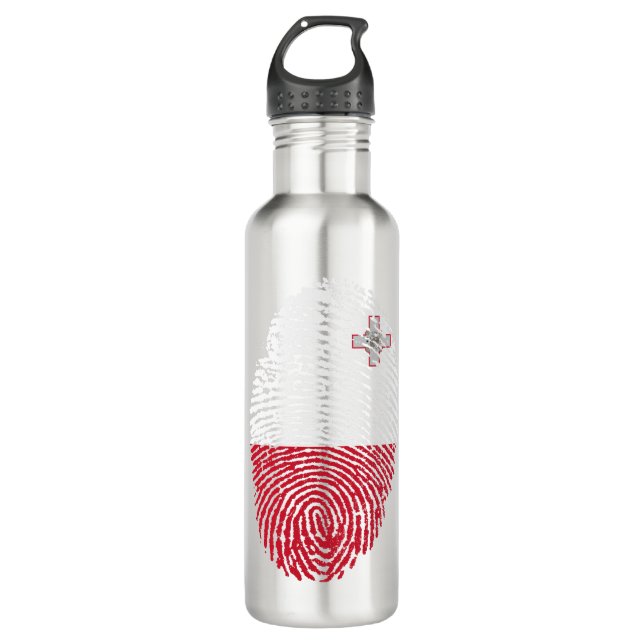 Bouteille D'eau Drapeau Malte Empreinte du drapeau Pays Fierté Ide (Devant)