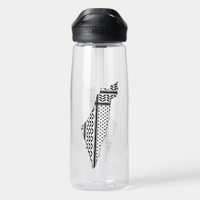 Bouteille D'eau Drapeau palestinien et carte avec Motif Keffiyeg (Arrière)