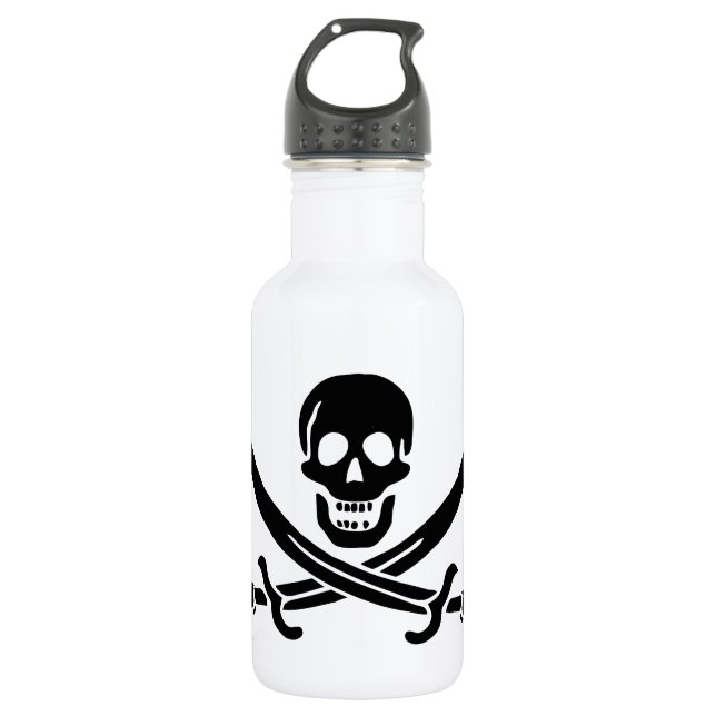 Bouteille D'eau Drapeau pirate crâne épées croisées (Devant)