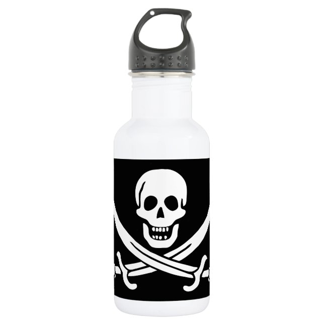 Bouteille D'eau Drapeau pirate crâne épées croisées (Devant)