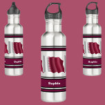 Bouteille D'eau Drapeau Qatar Personnalisé Retour À L'École<br><div class="desc">Drapeau Qatar personnalisé Retour à l'école bouteille d'eau en acier inoxydable. Customisez-le avec votre nom pour un look chic girly unique.</div>