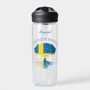 Bouteille D'eau Drapeau suédois des racines personnalisé