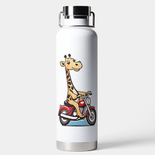 Bouteille D'eau Drôle Cartoon Giraffe À Moto,