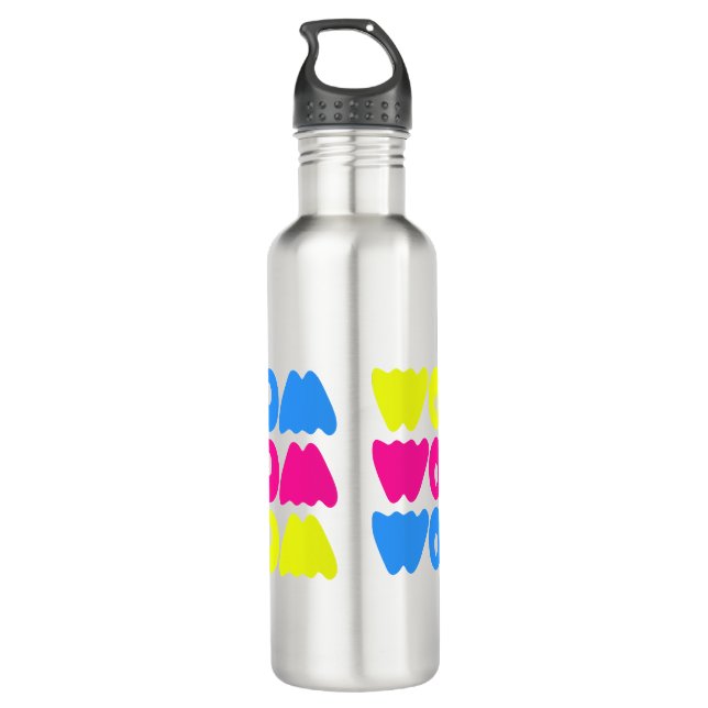 Bouteille D'eau Drôle coloré WOW dire simple rose bleu jaune (Dos)