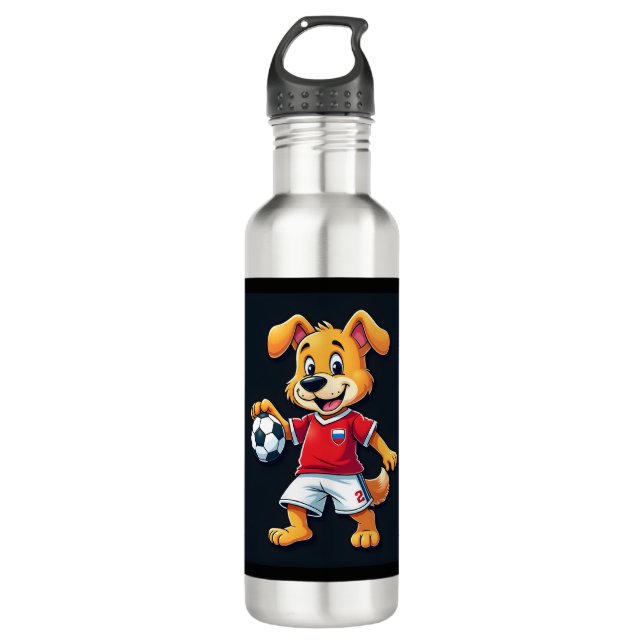 Bouteille D'eau Drôle Dabbing Chien Russie Soccer Jersey Russe Foo (Devant)