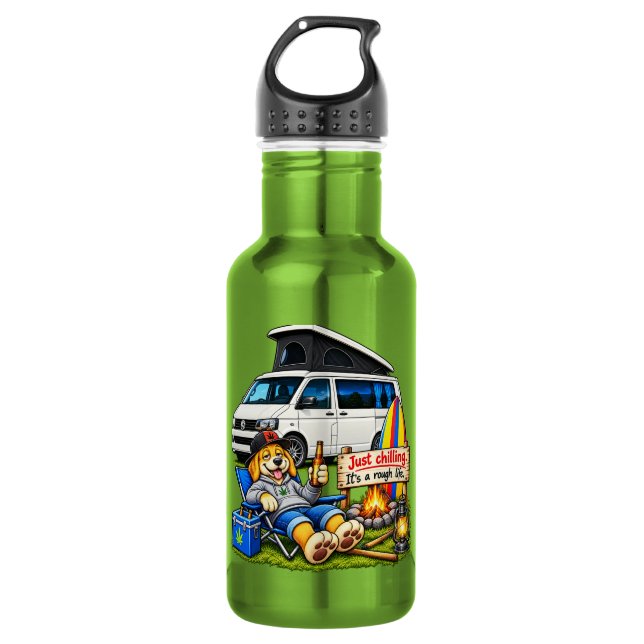 Bouteille d'eau drôle de camping-car, vie rude (Devant)