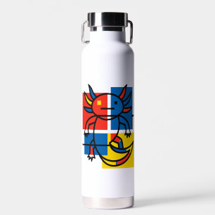 Bouteille D'eau Drôle de motif d'art abstrait Axolotl Piet Mondria