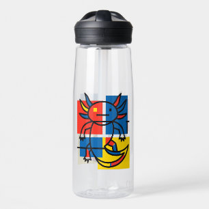 Bouteille D'eau Drôle de motif d'art abstrait Axolotl Piet Mondria