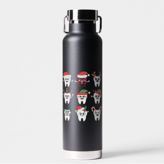 Bouteille D'eau Drôle Dental Noël Dents mignon Noël Dentiste (Avant)