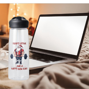 Bouteille D'eau Drôle Fitness Noël Vies de Noël Barbell Père Noël