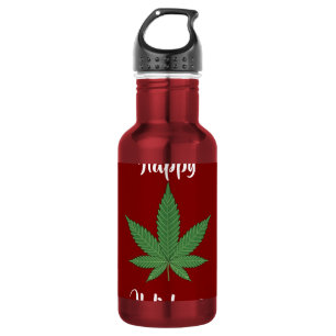 Bouteille D'eau Drôle Joyeux Holidaze Feuille de Weed Personnalisé