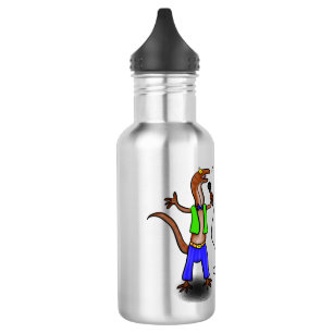 Bouteille D'eau Drôle lézard chantant avec bande dessinée de micro