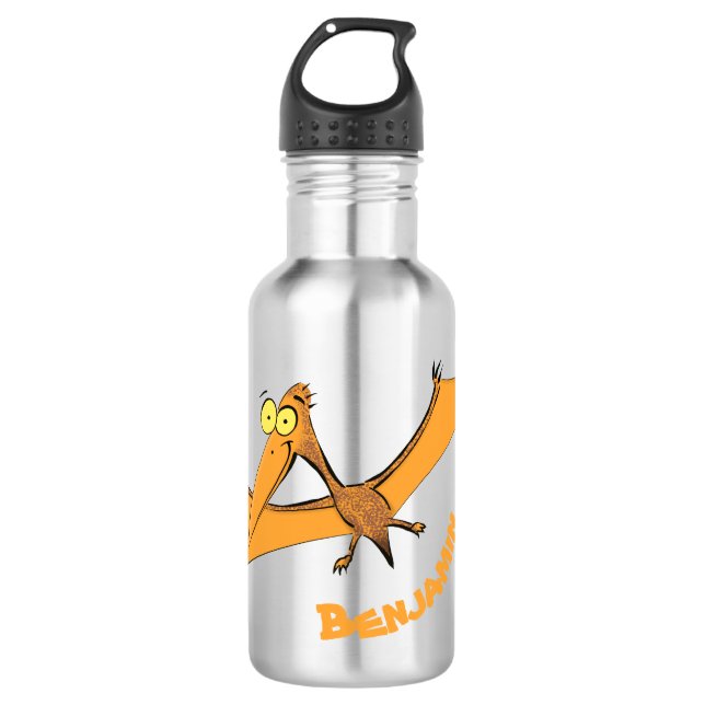 Bouteille D'eau Drôle mignon dessin animé de pterodactyle volant o (Devant)