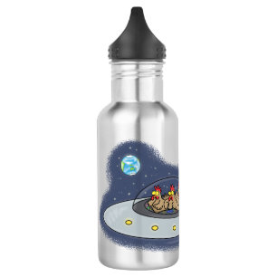 Bouteille D'eau Drôle poule dans l'espace dessin animé