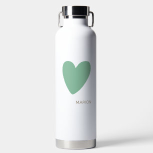 Bouteille d'eau du coeur blanc et vert de la menth